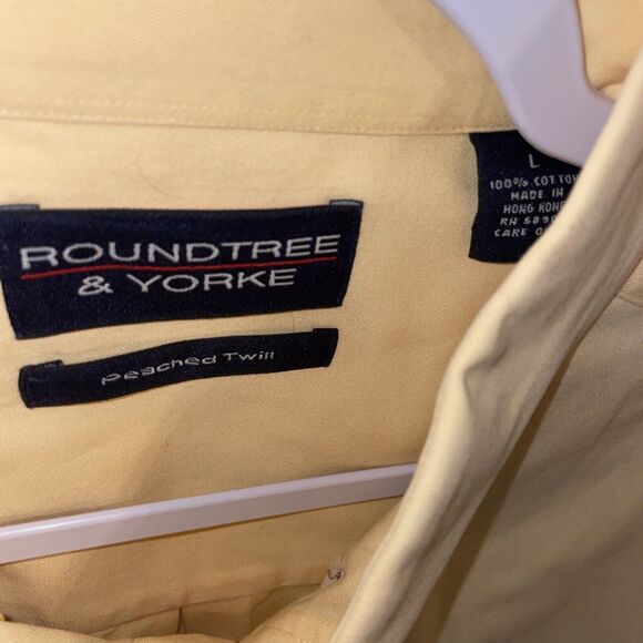 Roundtree & Yorke Dress Shirt Men’s Size Large Yellow Button Up Short Sleeve - Picture 2 of 12